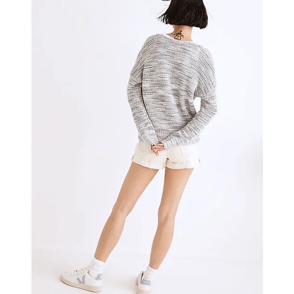 Madewell Southbrook Open-Stitch Pullover Sweater in Space-Dye Medium
